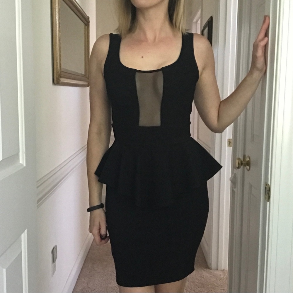 Like New Phanuel Mesh Front Peplum LBD